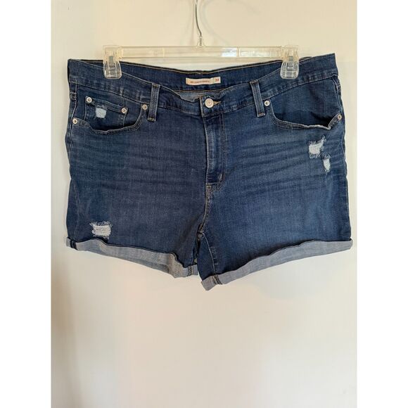 Levi Women's Mid Length Distressed Shorts Size 34 Waist Stretch Inseam 5 - Picture 7 of 10